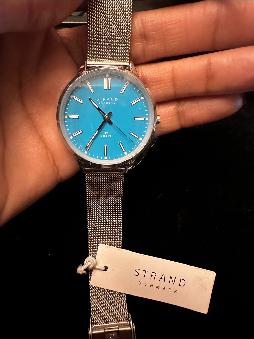 NWT Strand by Obaku watch vibrant blue dial/mesh bracelet. AS IS UNTESTED
